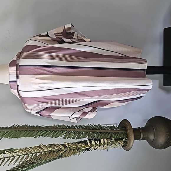 SHEIN Curve Retro 70s Striped Button Down Blouse - Picture 2 of 12